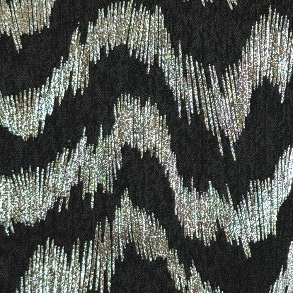 Zara Metallic Chevron Crop Top Women Small Black Silver Sparkle Party Whimsigoth